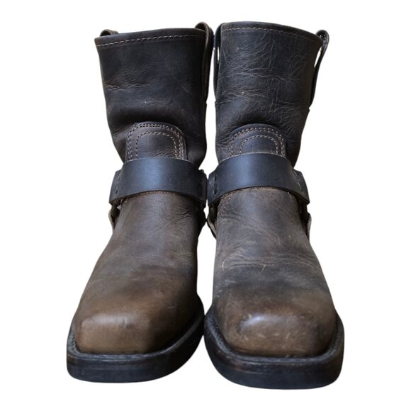 Ladies Frye Brown Leather Harness Ankle Boots - Picture 2 of 10